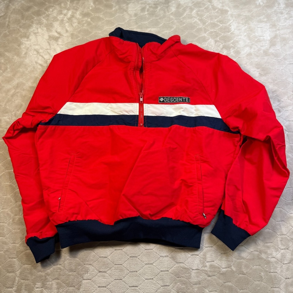 VTG Descente‎ 1/2 Zip Pullover Ski Windbreaker Jacket Sz Lg USA Made 90s Pockets